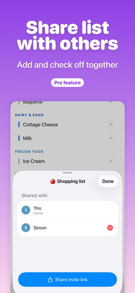 Sharing a list with someone in Lista